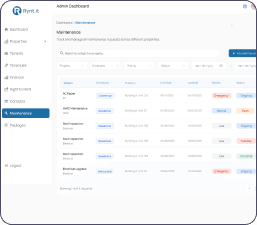 Rynt.it property list and tenancy status view